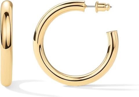 gold-hoops 14k yellow gold hoops, best stylish gifts under $50