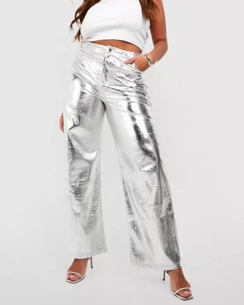 Silver pants Boohoo