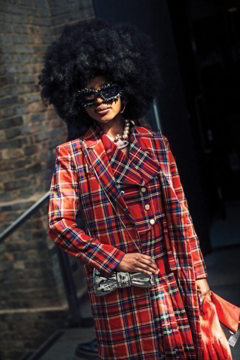 VOILA_AskAnnika_10_1224 street style photo of a woman in a red plaid coat