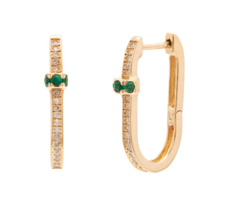VOILA_JewelleryWardrobe_10_1224 Leah Alexandra Emerald and Diamond Pavé U Hoops