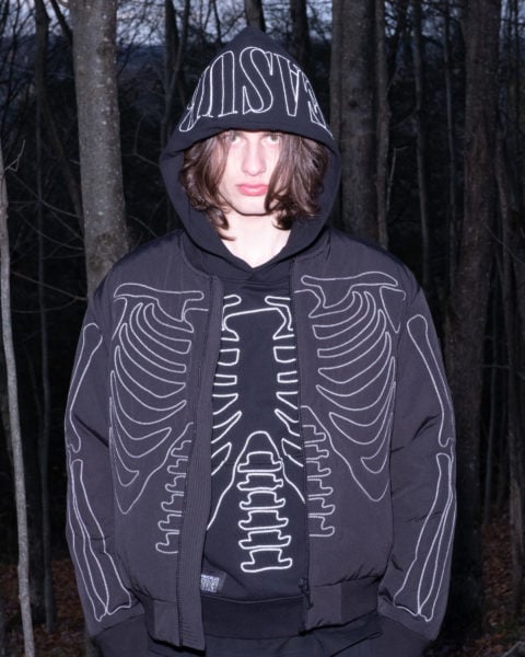 Moose Knuckles Pleasures Moose Knuckles x Pleasures skeleton bomber jacket The New Look trailer