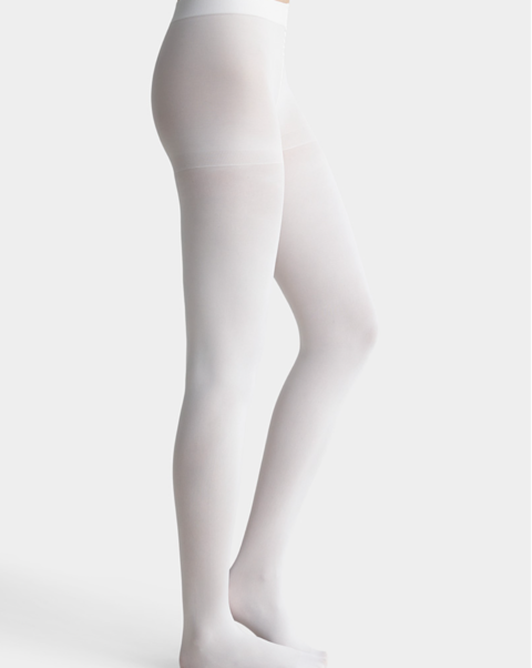 image-2391x3000 Product shot of a pair of opaque white tights on a woman's lower body