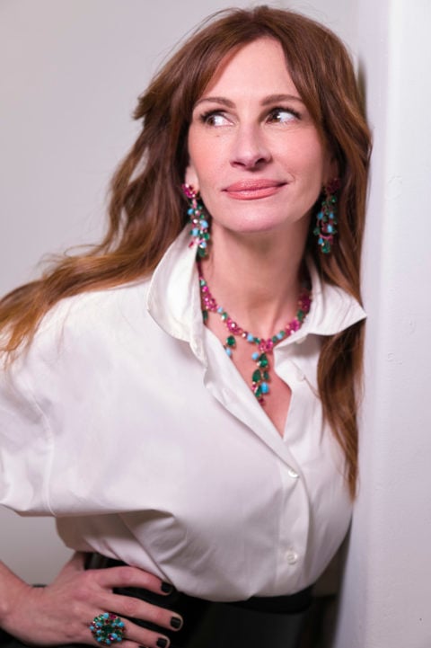 Julia Roberts wearing Chopard x Julia Roberts Bash bridal collection