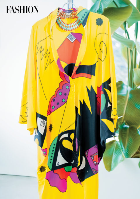 VOILA_MostStylistThrifter_05_0424 Yellow kimono with colourful graphics