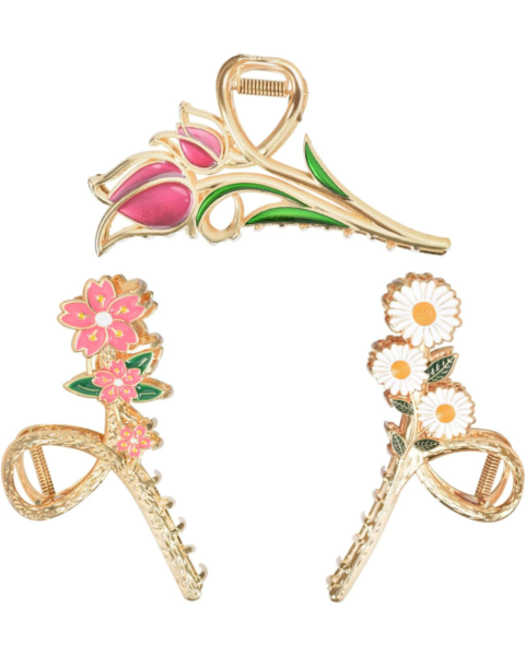 flower gold hair clips