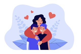 Mum teaching her sons body positivity