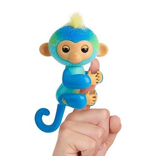 Fingerlings 2023 New Interactive Baby Monkey Reacts to Touch – 70+ Sounds & Reactions – Leo (blue)