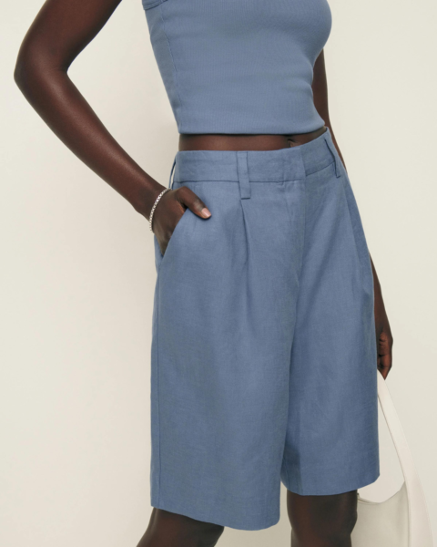 reformation linen bermuda shorts