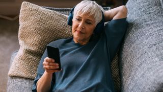 woman listening to relaxing music