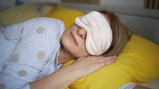 woman with satin eye mask