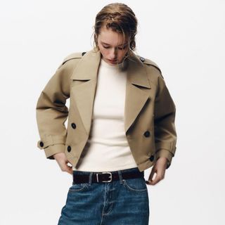 Image of cropped trench coat