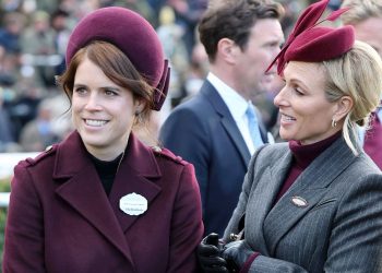 Zara Tindall and Princess Eugenie twin in maroon at Cheltenham