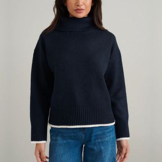 navy roll neck jumper