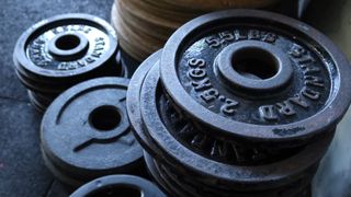 Weight plates in the gym