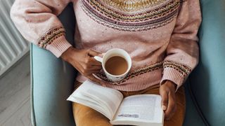 woman reading book