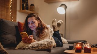 woman in cosy living room