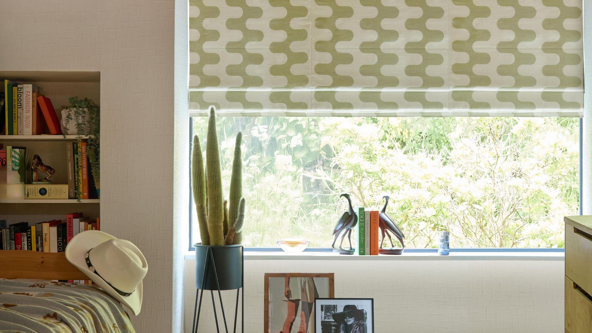 Bedroom window with pistachio blind