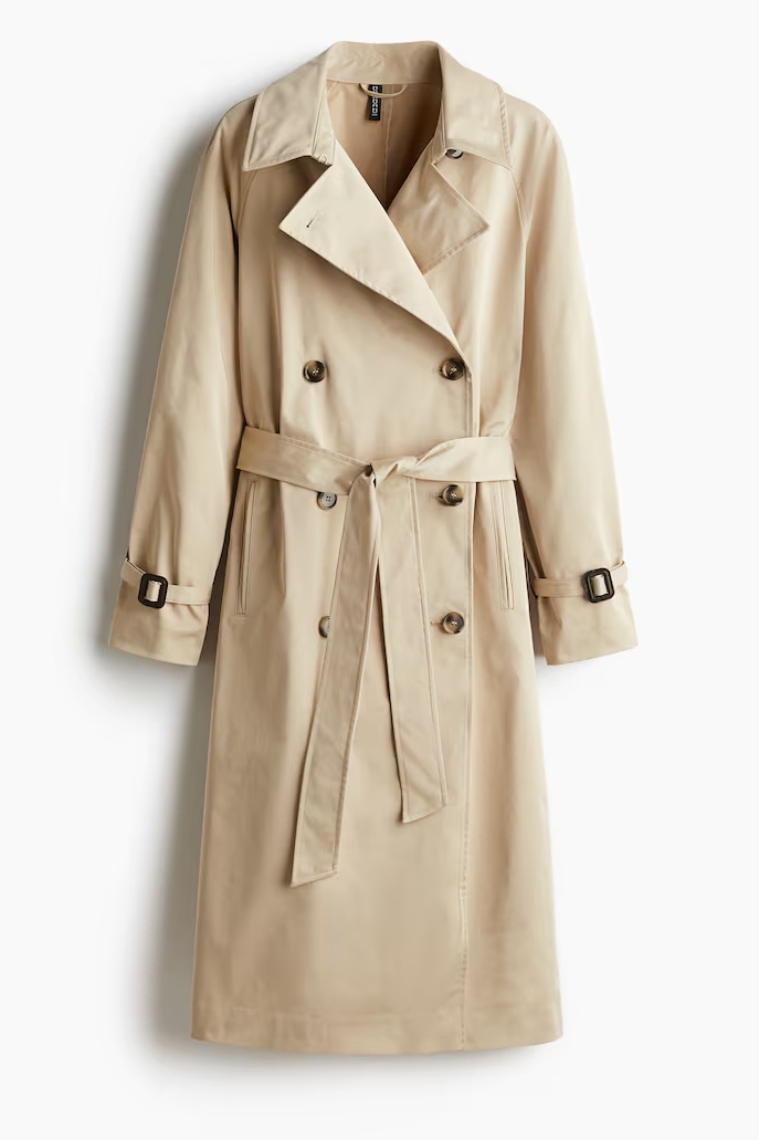H&M Light Beige Twill Trench Coat 