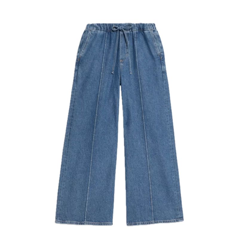 M&S, Per Una Lyocell Blend Pintuck Wide Leg Jeans 