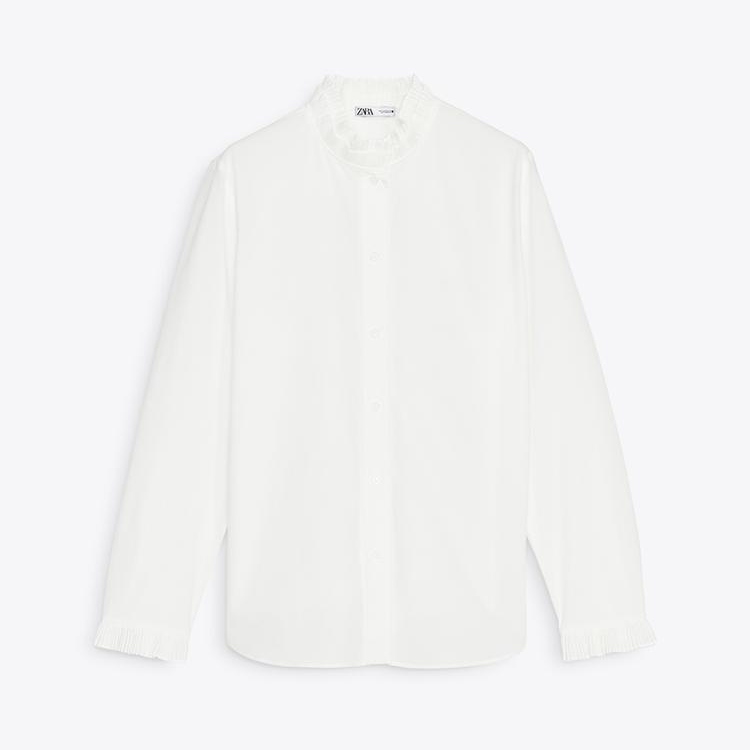 Zara ZW Collection Ruffle White Shirt