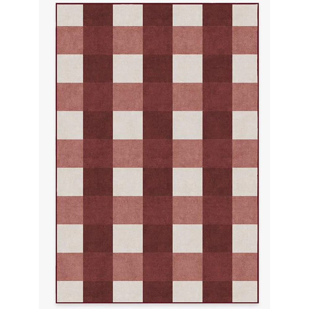 red and white check rug