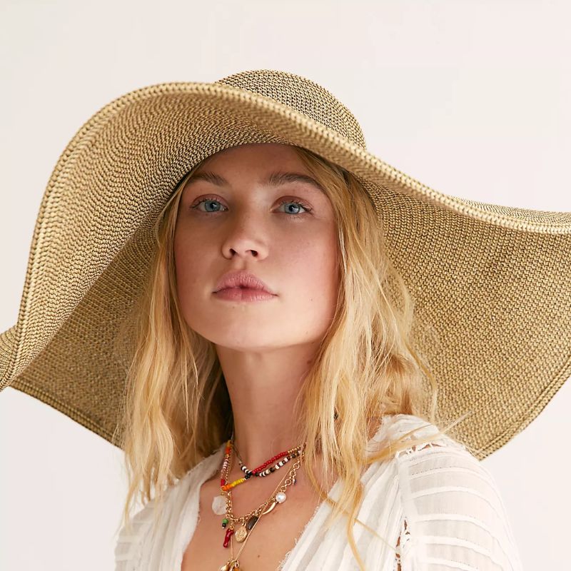 Shady Character Packable Wide Brim Hat on model 