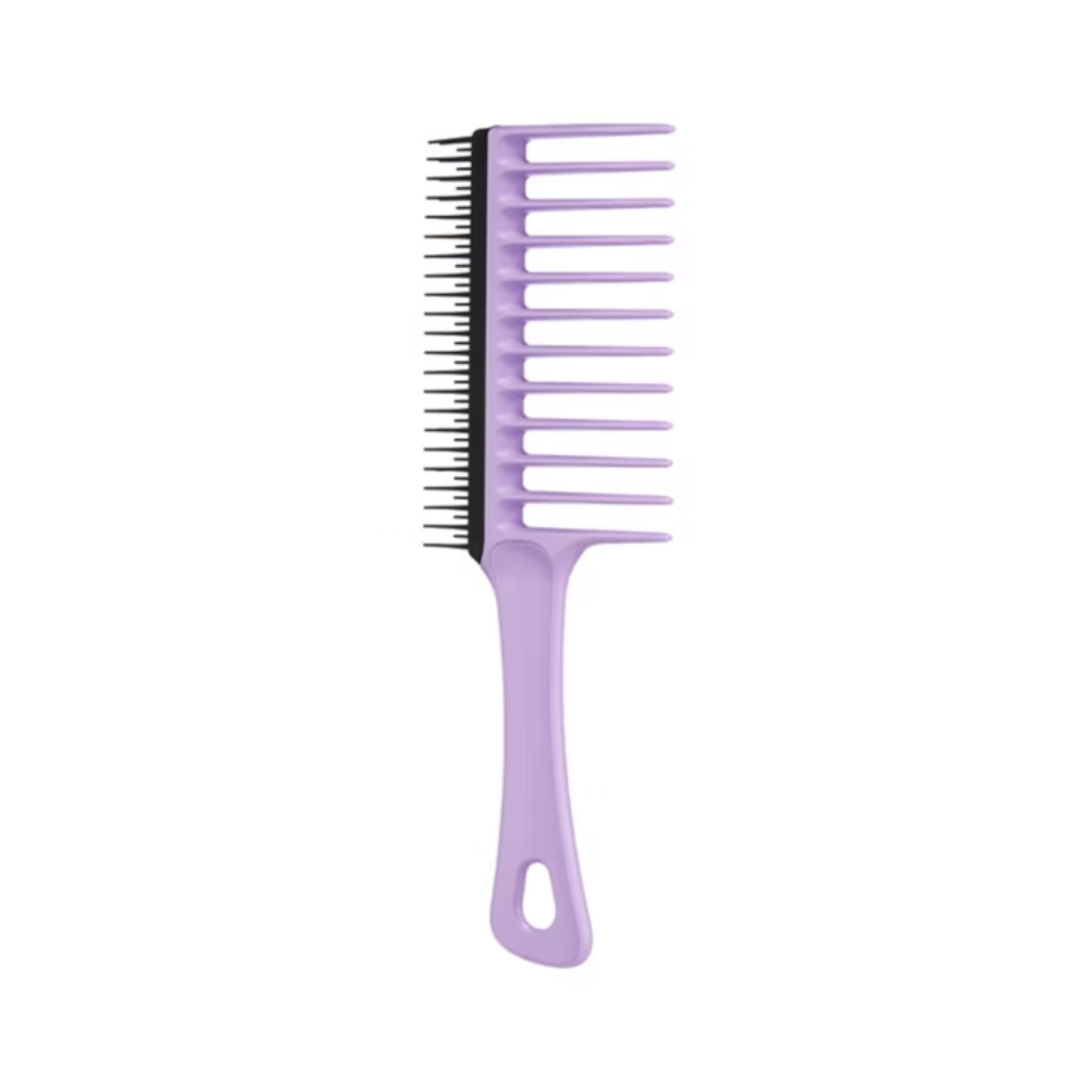 A product shot of Tangle Teezer Wide Tooth Comb Lilac & Black, on a white background