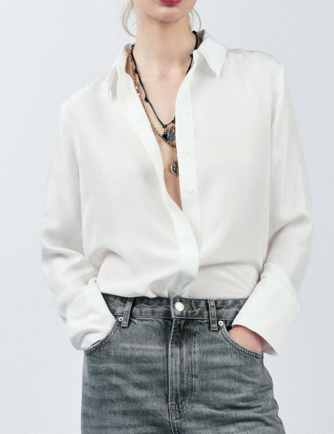 Image of white silk shirt