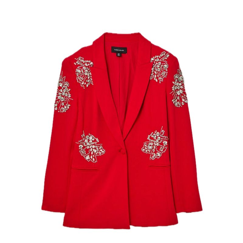 Karen Millen, Crystal Embellished Tailored Single Breasted Longline Blazer