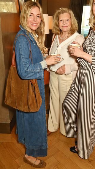 Sienna Miller, Jo Miller and Savannah Miller attend Savannah Miller's Bridal Ballerina Breakfast at Four Seasons Tower Bridge on April 1, 2025