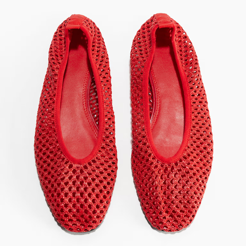 cut out image of red woven H&M ballet flats