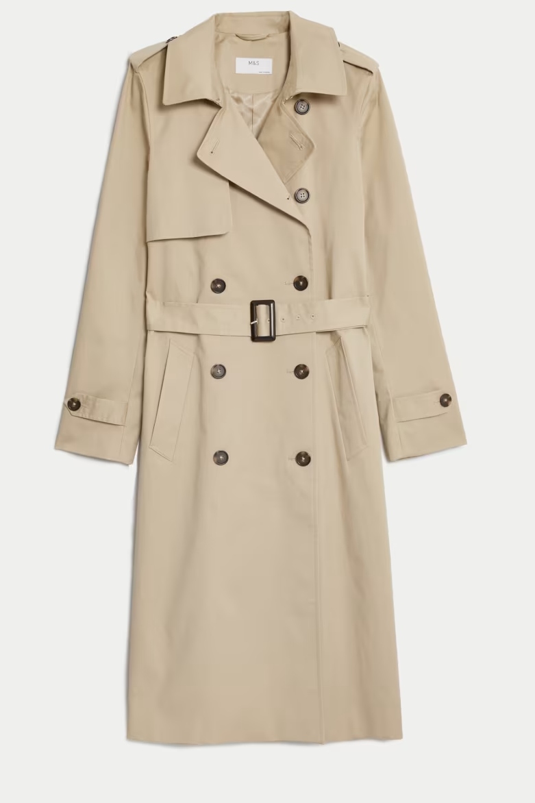 M&S Cotton Rich longline Trench 