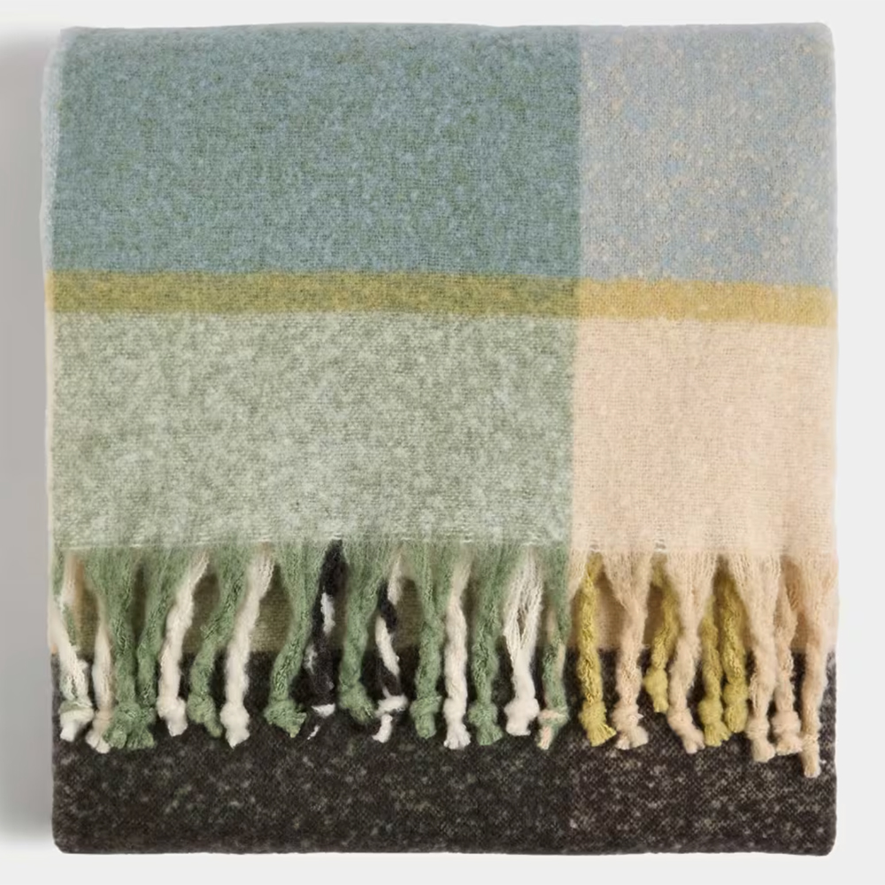 check green mohair throw