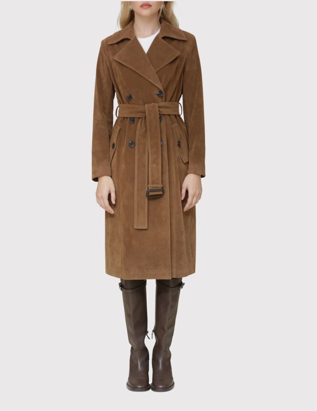 Image of suedette trench coat