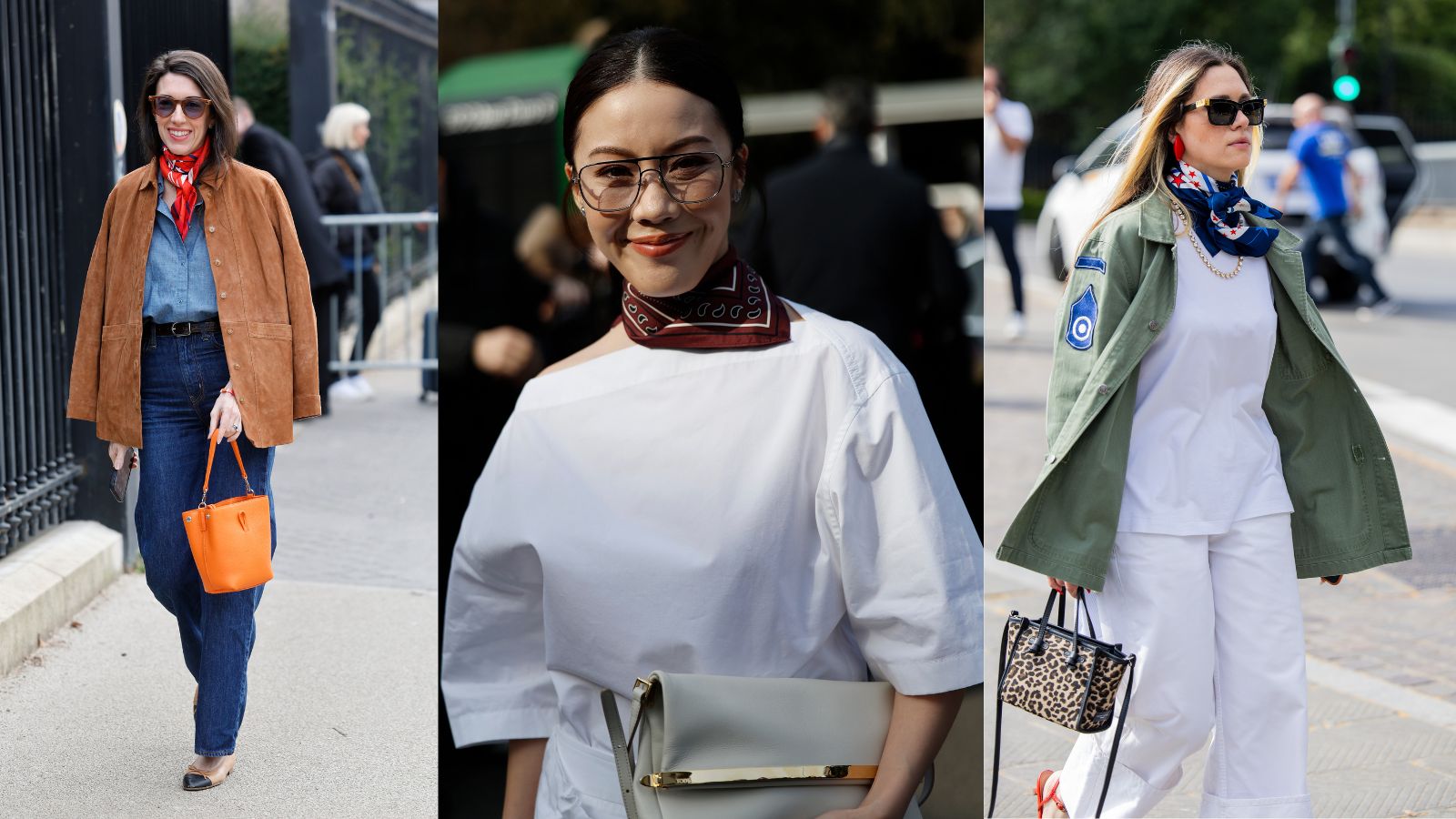 Three women wearing neckerchiefs