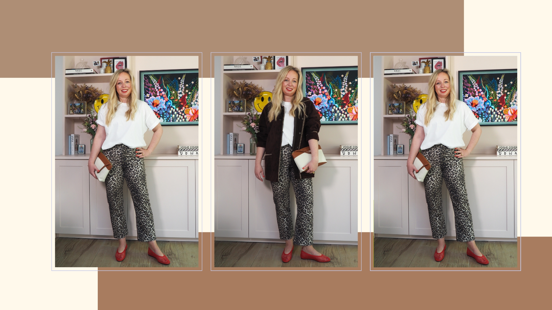 composite image of Antonia Kraskowski wearing leopard print jeans