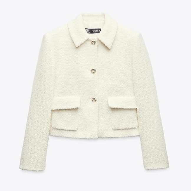 Zara Cropped Boucle Jacket