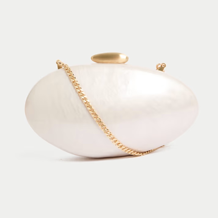 M&S Cream Pearl Clutch Bag