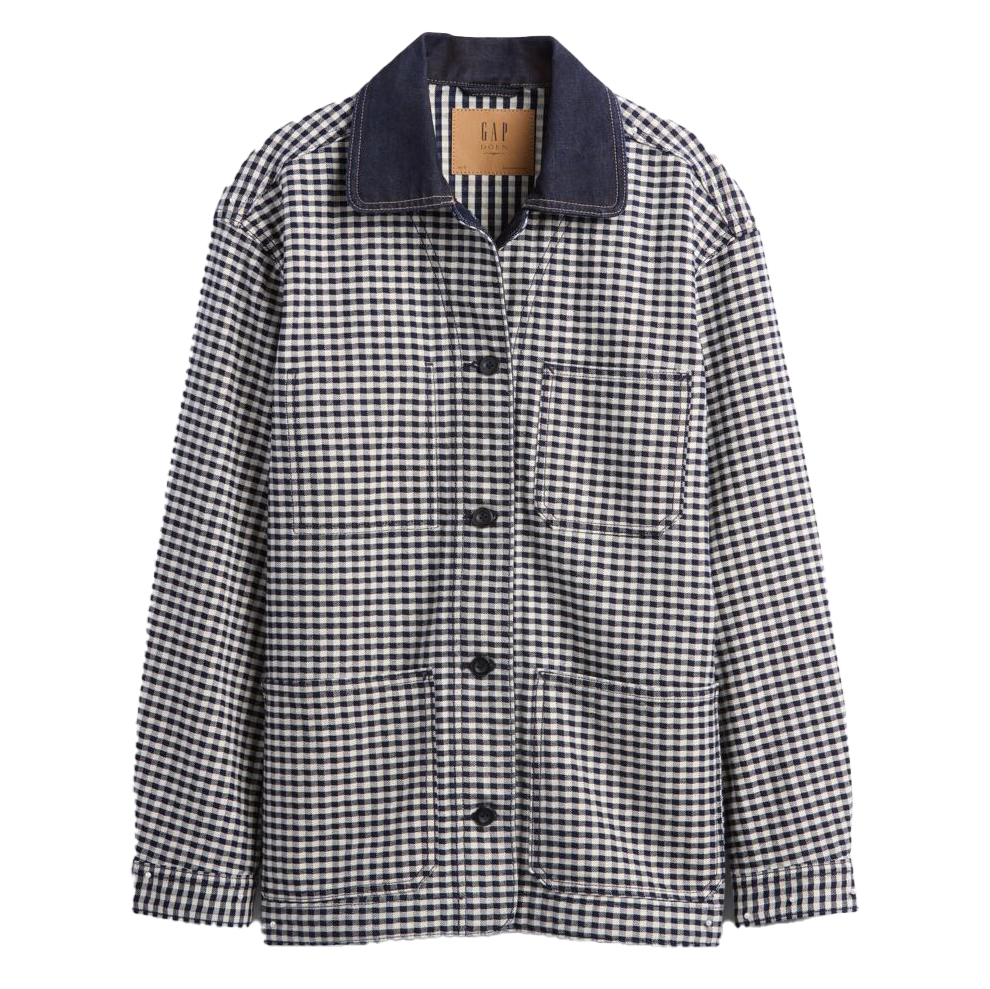 checked barn jacket from Doen x Gap