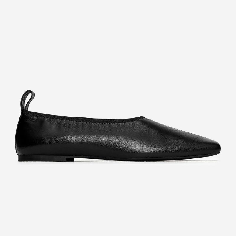Square-Toe Leather Flats