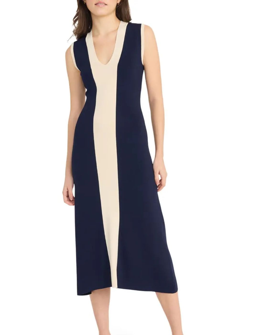 Luxely Sleeveless Midi Dress on model 