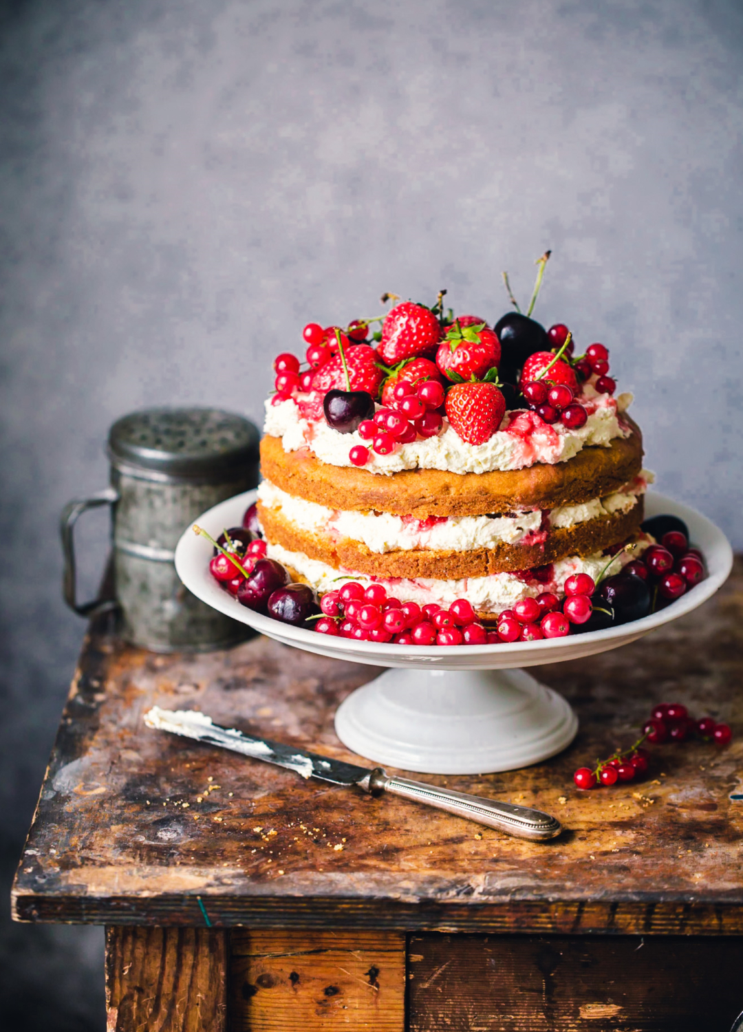 Summer berries on a cake