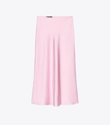Image of pink satin slip skirt