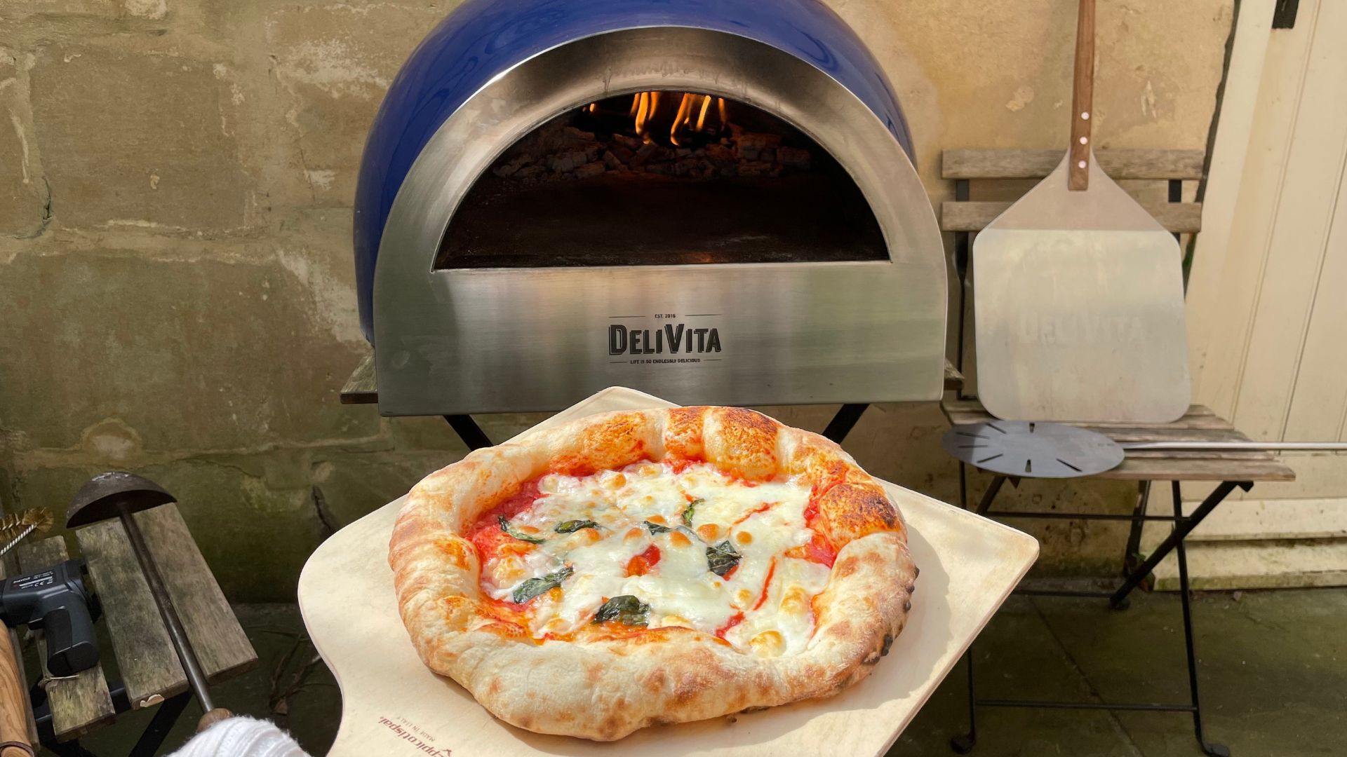 Wide shot of DeliVita Wood Fired Pizza Oven