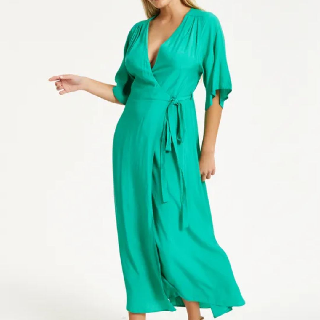 Liquorish Green Maxi Wrap Dress