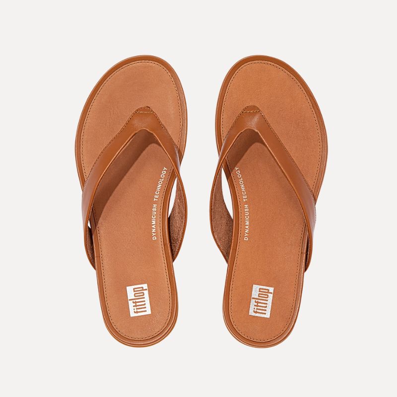 A cutout of tan FitFlop flip flops