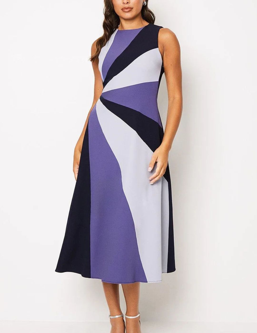 Coast, Crepe Colour Block Midi Wedding Guest Dress