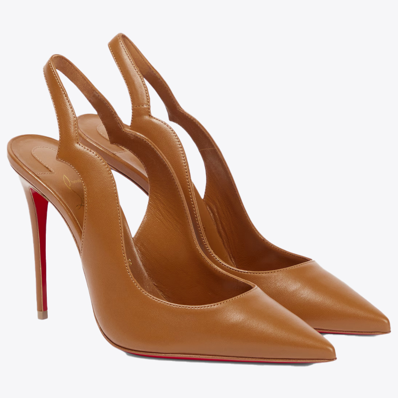 Christian Louboutin tan leather Hot Chick slingback heels