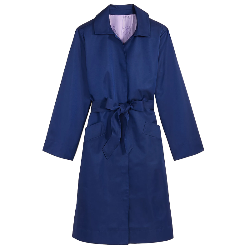 Macy's blue tie front trench coat