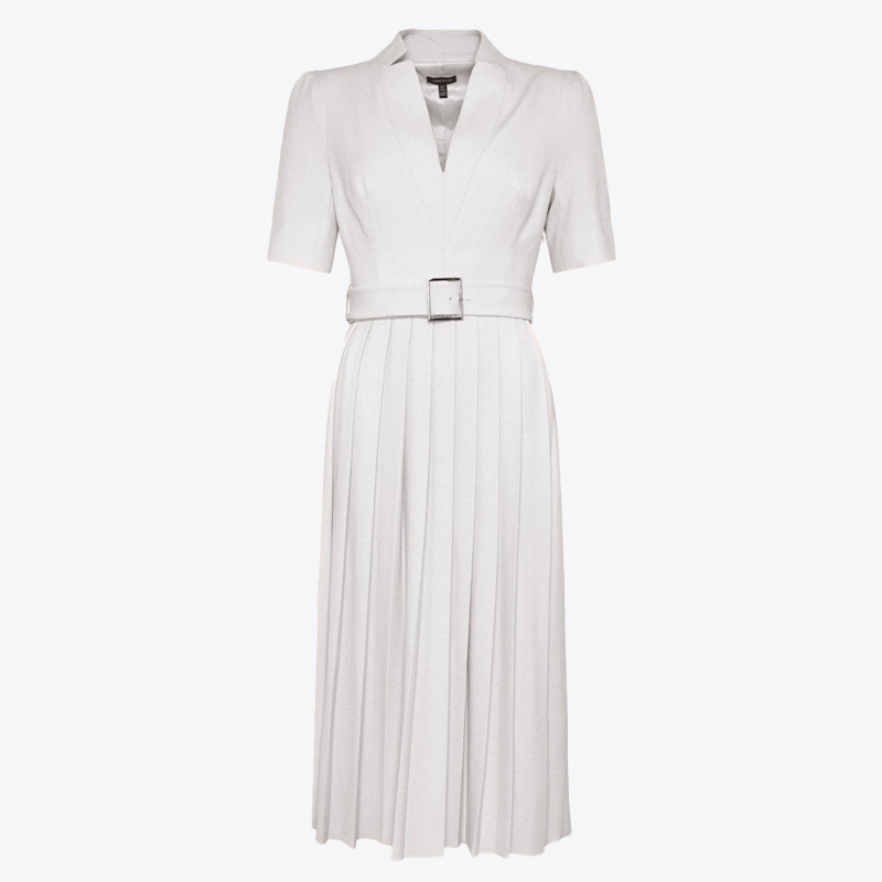 karen millen white pleated dress with belt detail